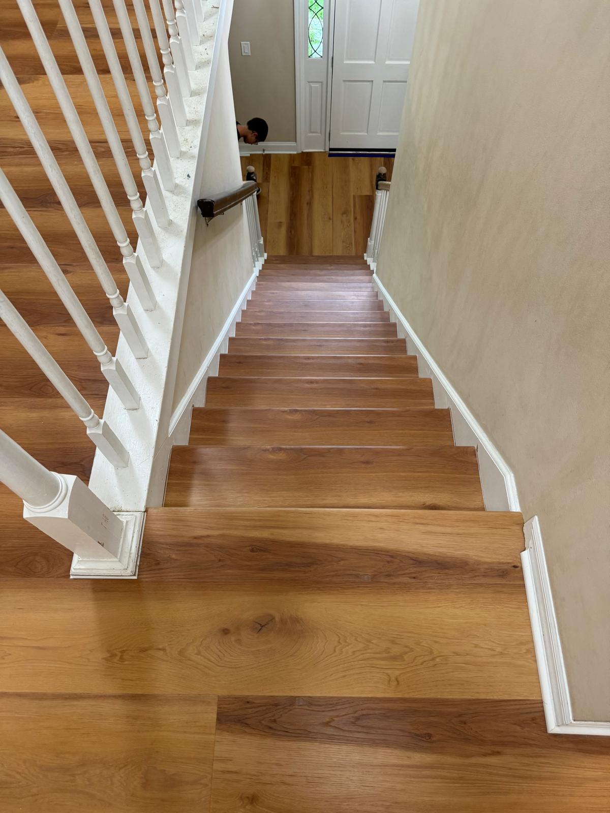 Staircase finished with wood treads