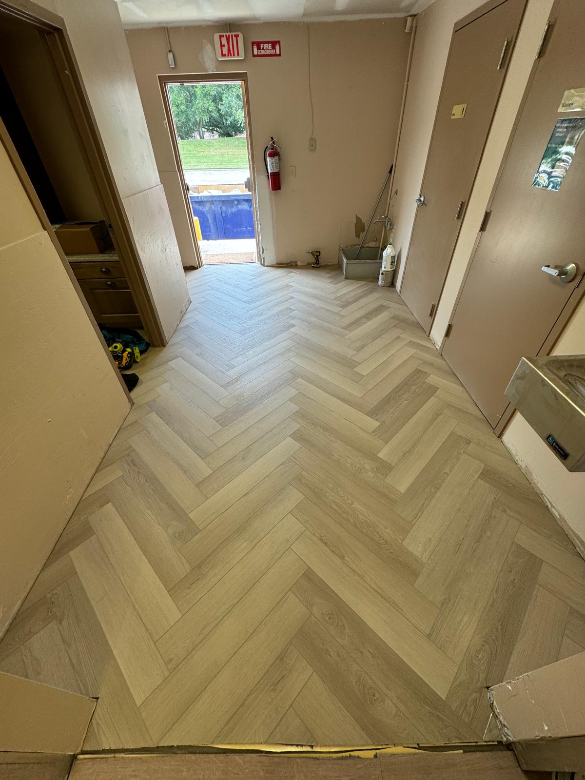 Warm wood-plank flooring in a living space